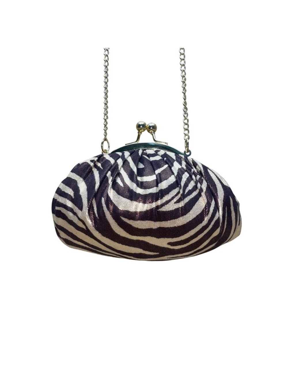 Chicos Women’s Brown & Gold Polyester Zebra Print Mini Crossbody Clutch Bag
